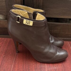 Coach Dark Brown Leather Ankle Booties